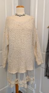 Cream Fuzzy Sweater Dress